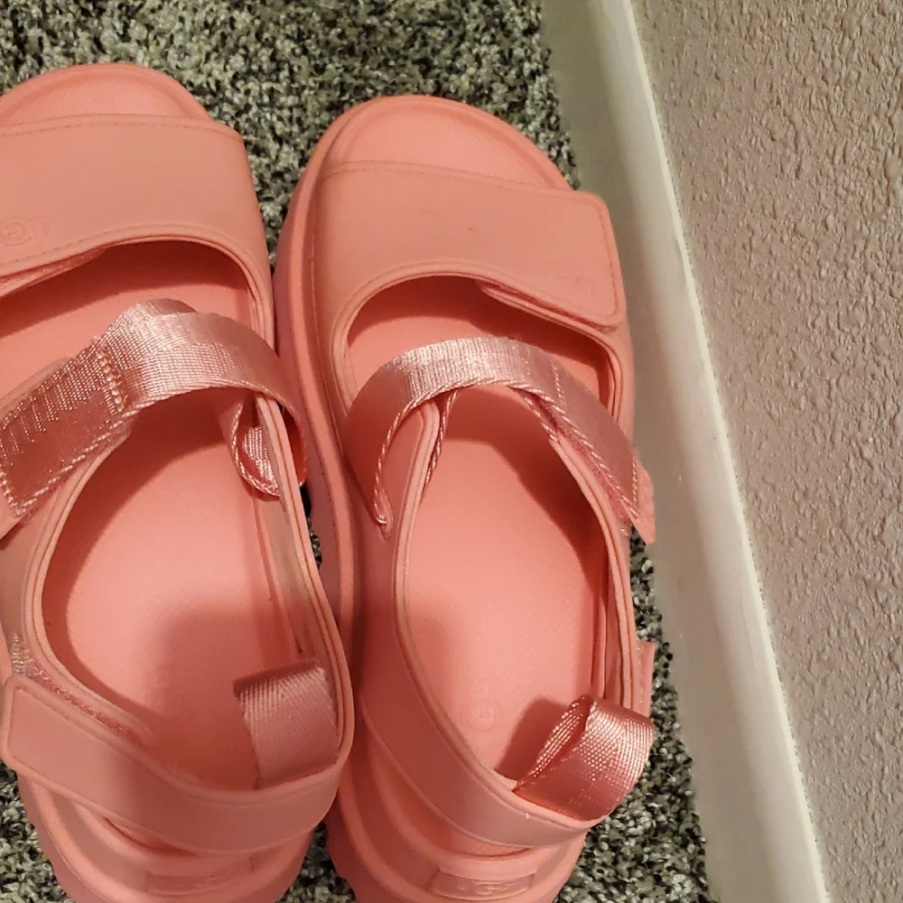 UGG Kids' Coral Pink Velcro Strap Sandals